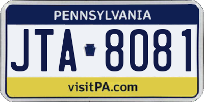 PA license plate JTA8081