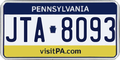 PA license plate JTA8093