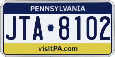 PA license plate JTA8102