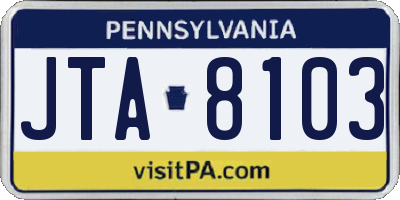 PA license plate JTA8103