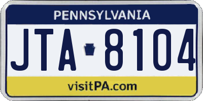 PA license plate JTA8104