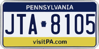 PA license plate JTA8105