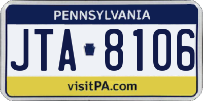 PA license plate JTA8106