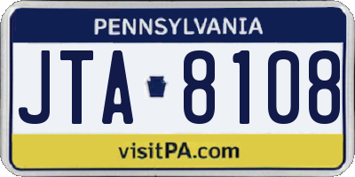 PA license plate JTA8108