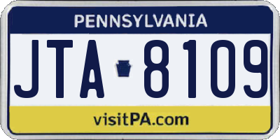 PA license plate JTA8109