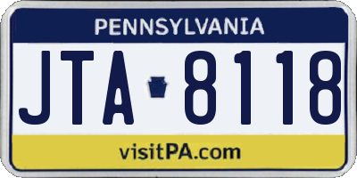 PA license plate JTA8118