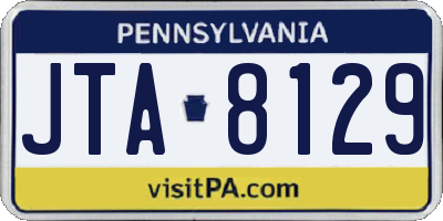 PA license plate JTA8129