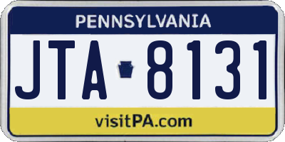 PA license plate JTA8131