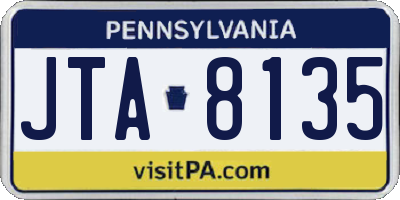 PA license plate JTA8135