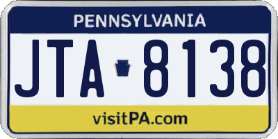 PA license plate JTA8138