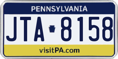 PA license plate JTA8158