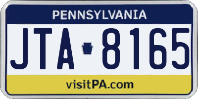 PA license plate JTA8165
