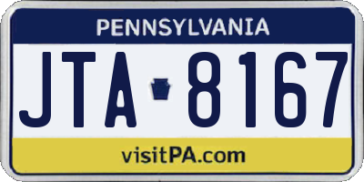 PA license plate JTA8167