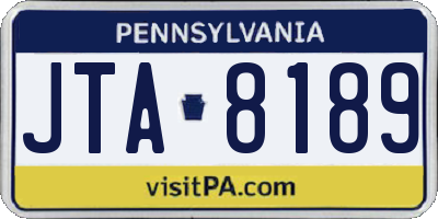 PA license plate JTA8189