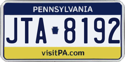 PA license plate JTA8192