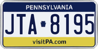 PA license plate JTA8195