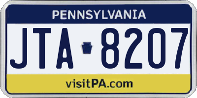 PA license plate JTA8207