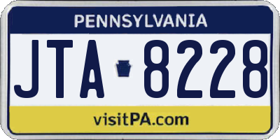 PA license plate JTA8228