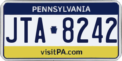 PA license plate JTA8242