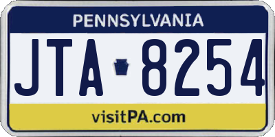 PA license plate JTA8254