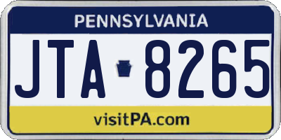 PA license plate JTA8265