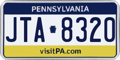 PA license plate JTA8320