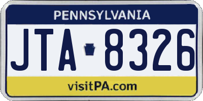 PA license plate JTA8326