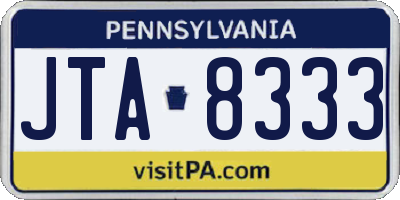 PA license plate JTA8333