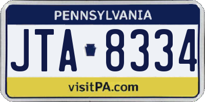 PA license plate JTA8334