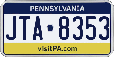 PA license plate JTA8353