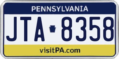 PA license plate JTA8358
