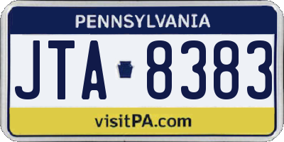 PA license plate JTA8383