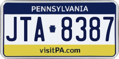 PA license plate JTA8387