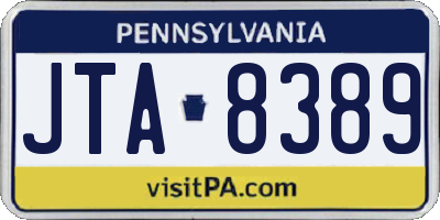 PA license plate JTA8389