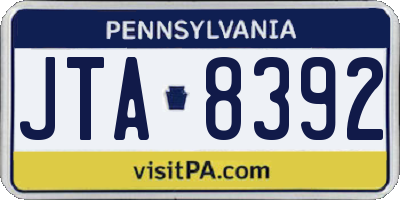 PA license plate JTA8392