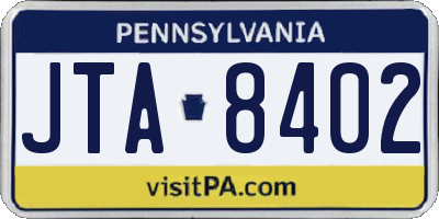 PA license plate JTA8402