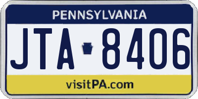 PA license plate JTA8406