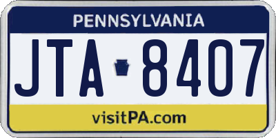 PA license plate JTA8407