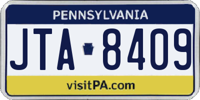 PA license plate JTA8409