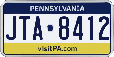 PA license plate JTA8412