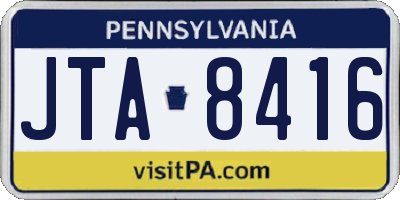 PA license plate JTA8416