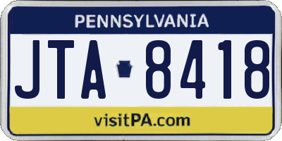 PA license plate JTA8418