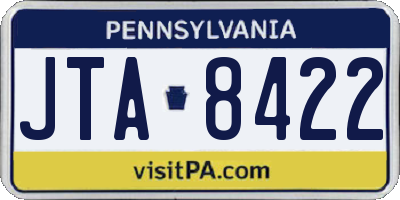 PA license plate JTA8422