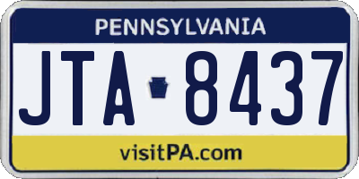 PA license plate JTA8437