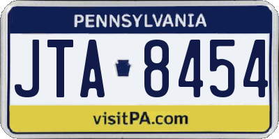 PA license plate JTA8454