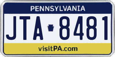 PA license plate JTA8481