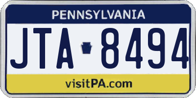 PA license plate JTA8494