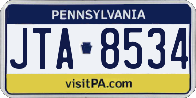 PA license plate JTA8534