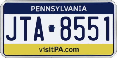 PA license plate JTA8551