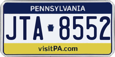 PA license plate JTA8552